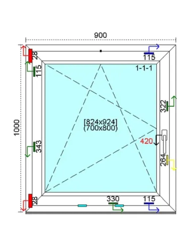 Okno PCV 90x100 cm Rozwierno-Uchylne Trzyszybowe Kömmerling 76 MD