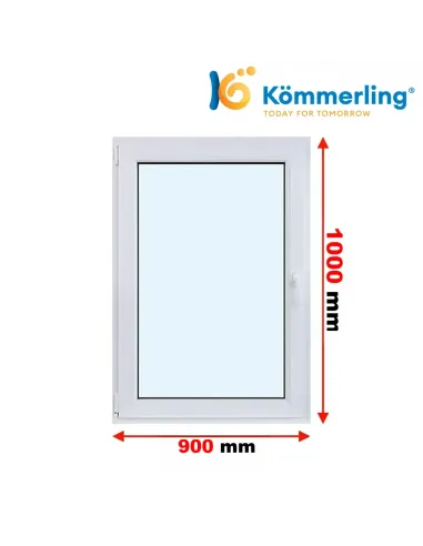 Okno PCV 90x100 cm Rozwierno-Uchylne Trzyszybowe Kömmerling 76 MD