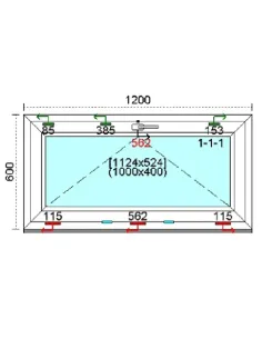 Okno PCV 120x60 cm Uchylne Trzyszybowe Kömmerling 76 MD 2