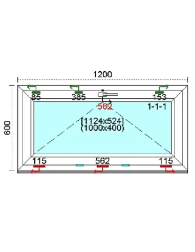 Okno PCV 120x60 cm Uchylne Trzyszybowe Kömmerling 76 MD