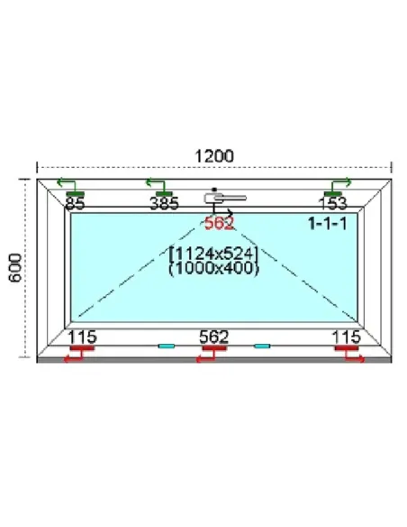 Okno PCV 120x60 cm Uchylne Trzyszybowe Kömmerling 76 MD