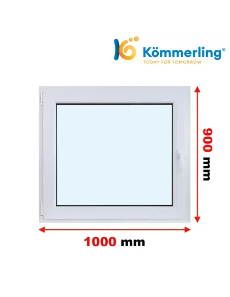 Okno PCV 100x90 cm Rozwierno-Uchylne Trzyszybowe Kömmerling 76 MD