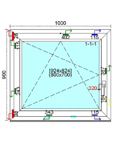 Okno PCV 100x90 cm Rozwierno-Uchylne Trzyszybowe Kömmerling 76 MD