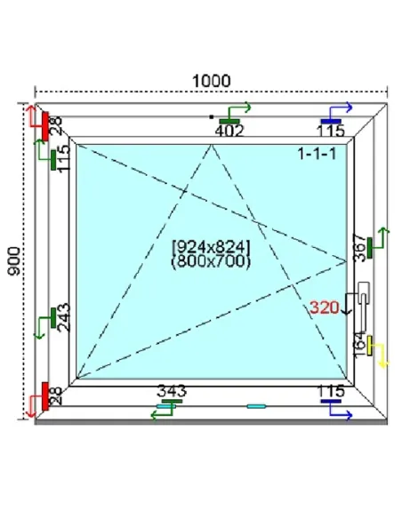 Okno PCV 100x90 cm Rozwierno-Uchylne Trzyszybowe Kömmerling 76 MD