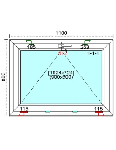 Okno PCV 110x80 cm Uchylne Trzyszybowe Kömmerling 76 MD