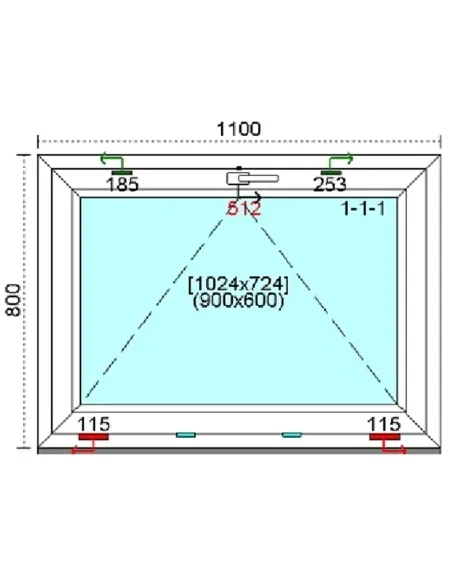 Okno PCV 110x80 cm Uchylne Trzyszybowe Kömmerling 76 MD