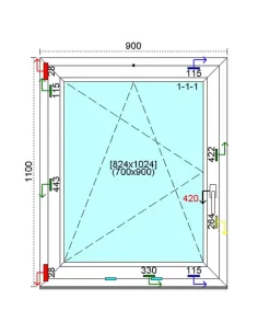 Okno PCV 90x110 cm Rozwierno-Uchylne Trzyszybowe Kömmerling 76 MD 2