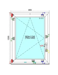 Okno PCV 90x120 cm Rozwierno-Uchylne Trzyszybowe Kömmerling 76 MD 2
