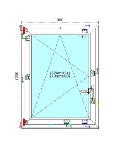 Okno PCV 90x120 cm Rozwierno-Uchylne Trzyszybowe Kömmerling 76 MD