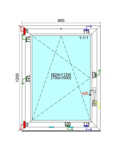 Okno PCV 90x120 cm Rozwierno-Uchylne Trzyszybowe Kömmerling 76 MD