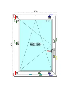 Okno PCV 90x130 cm Rozwierno-Uchylne Trzyszybowe Kömmerling 76 MD 2
