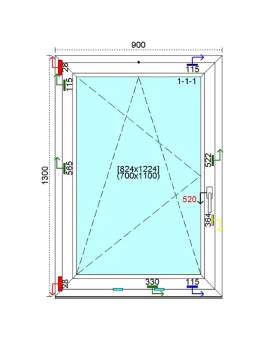 Okno PCV 90x130 cm Rozwierno-Uchylne Trzyszybowe Kömmerling 76 MD