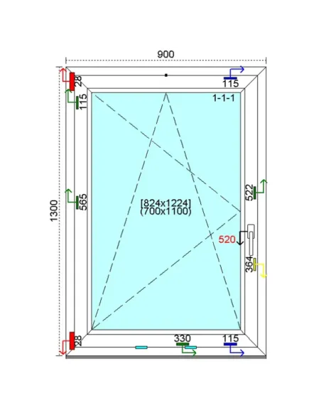 Okno PCV 90x130 cm Rozwierno-Uchylne Trzyszybowe Kömmerling 76 MD