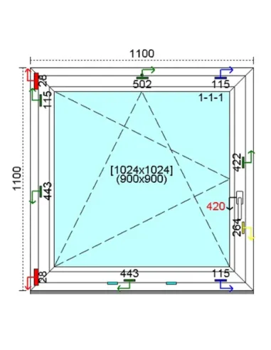 Okno PCV 110x110 cm Rozwierno-Uchylne Trzyszybowe Kömmerling 76 MD