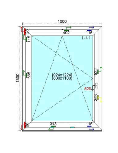 Okno PCV 100x130 cm Rozwierno-Uchylne Trzyszybowe Kömmerling 76 MD