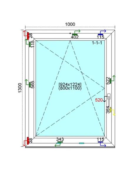 Okno PCV 100x130 cm Rozwierno-Uchylne Trzyszybowe Kömmerling 76 MD