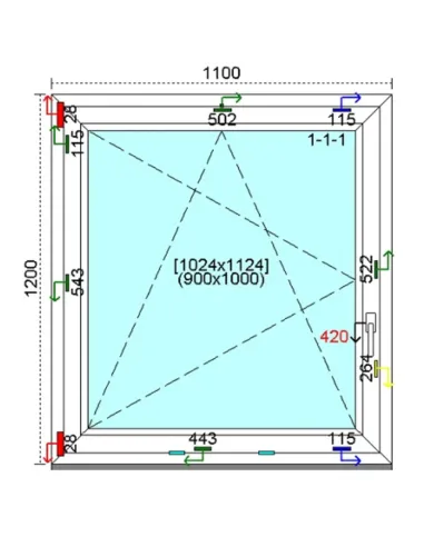 Okno PCV 110x120 cm Rozwierno-Uchylne Trzyszybowe Kömmerling 76 MD