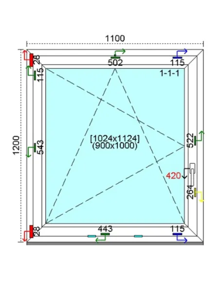 Okno PCV 110x120 cm Rozwierno-Uchylne Trzyszybowe Kömmerling 76 MD