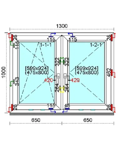 Okno PCV 130x100 cm Rozwierno-Uchylne | Rozwierne Trzyszybowe Kömmerling 76 MD