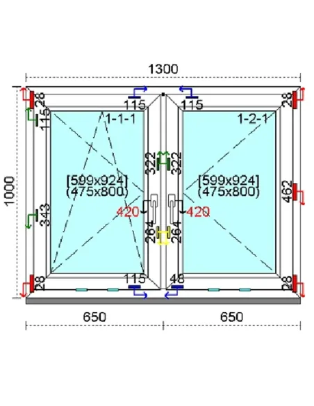 Okno PCV 130x100 cm Rozwierno-Uchylne | Rozwierne Trzyszybowe Kömmerling 76 MD