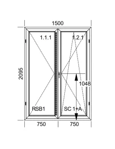 WYPRZEDAŻ - Drzwi Balkonowe PCV Rozwierne | Rozwierno-Uchylne 150 x 209,5 cm Białe