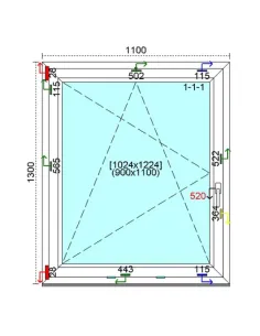 Okno PCV 110x130 cm Rozwierno-Uchylne Trzyszybowe Kömmerling 76 MD 2