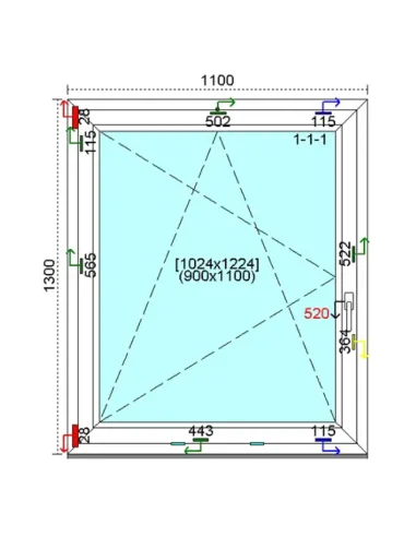 Okno PCV 110x130 cm Rozwierno-Uchylne Trzyszybowe Kömmerling 76 MD