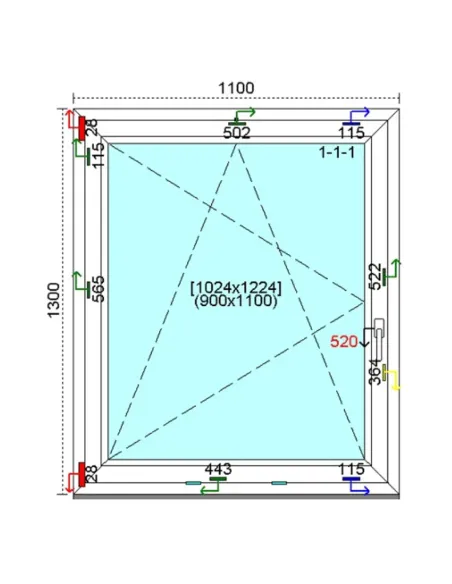 Okno PCV 110x130 cm Rozwierno-Uchylne Trzyszybowe Kömmerling 76 MD