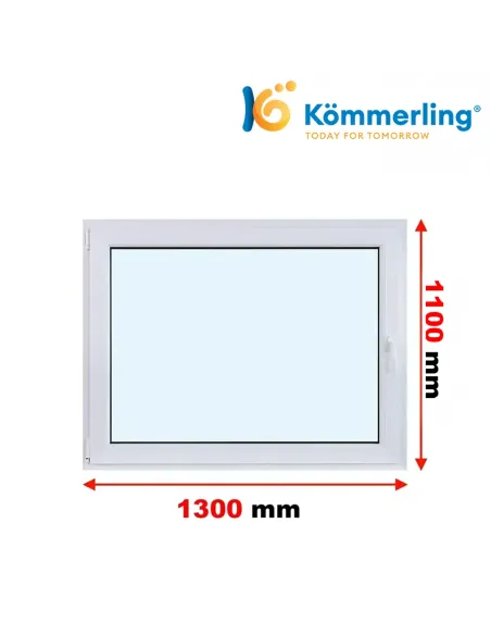 Okno PCV 130x110 cm Rozwierno-Uchylne Trzyszybowe Kömmerling 76 MD
