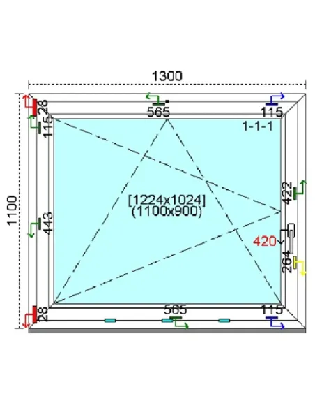 Okno PCV 130x110 cm Rozwierno-Uchylne Trzyszybowe Kömmerling 76 MD