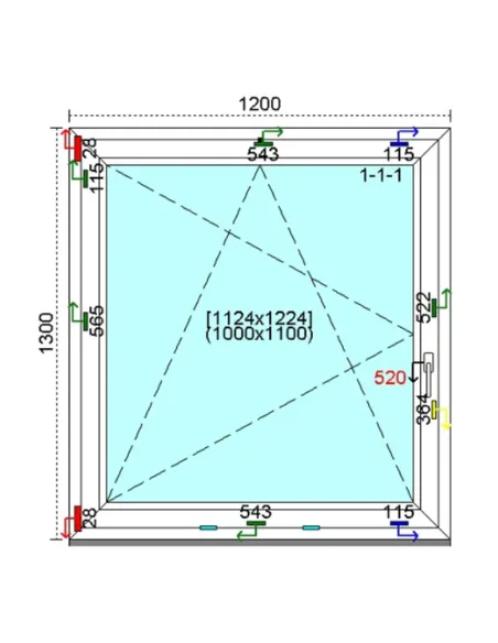 Okno PCV 120x130 cm Rozwierno-Uchylne Trzyszybowe Kömmerling 76 MD