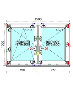 Okno PCV 150x100 cm Rozwierne | Rozwierno-Uchylne Trzyszybowe Kömmerling 76 MD 2