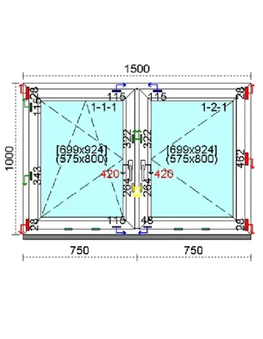 Okno PCV 150x100 cm Rozwierne | Rozwierno-Uchylne Trzyszybowe Kömmerling 76 MD