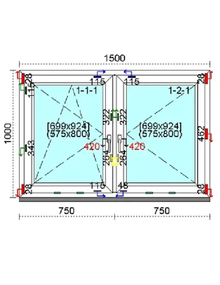 Okno PCV 150x100 cm Rozwierne | Rozwierno-Uchylne Trzyszybowe Kömmerling 76 MD