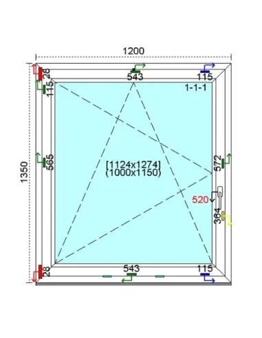 Okno PCV 120x135 cm Rozwierno-Uchylne Trzyszybowe Kömmerling 76 MD