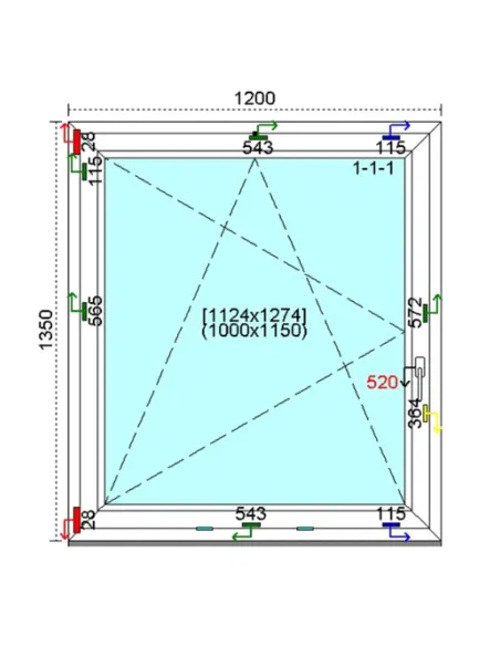 Okno PCV 120x135 cm Rozwierno-Uchylne Trzyszybowe Kömmerling 76 MD