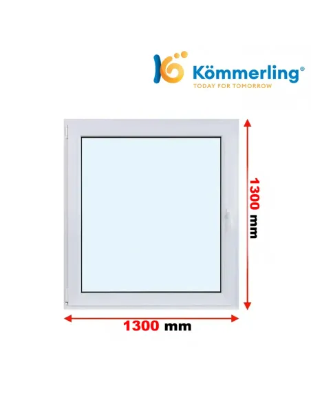Okno PCV 130x130 cm Rozwierno-Uchylne Trzyszybowe Kömmerling 76 MD