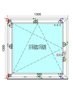 Okno PCV 130x130 cm Rozwierno-Uchylne Trzyszybowe Kömmerling 76 MD 2