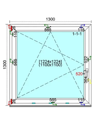 Okno PCV 130x130 cm Rozwierno-Uchylne Trzyszybowe Kömmerling 76 MD