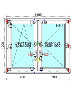 Okno PCV 140x120 cm Rozwierno-Uchylne | Rozwierne Trzyszybowe Kömmerling 76 MD 2