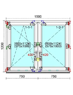 Okno PCV 150x120 cm Rozwierno-Uchylne | Rozwierne Trzyszybowe Kömmerling 76 MD 2
