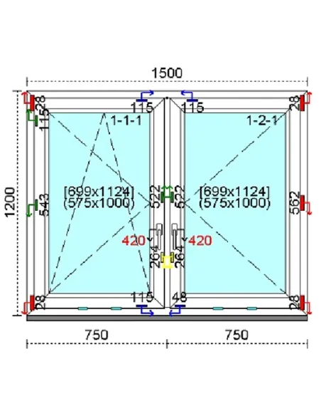 Okno PCV 150x120 cm Rozwierno-Uchylne | Rozwierne Trzyszybowe Kömmerling 76 MD