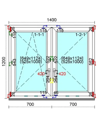 Okno PCV 140x140 cm Rozwierno-Uchylne | Rozwierne Trzyszybowe Kömmerling 76 MD