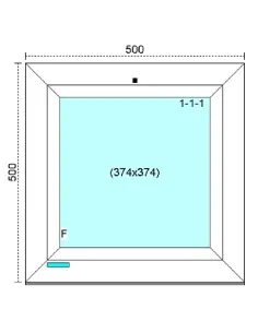 Okno PCV 50x50 cm FIX (Stałe) Trzyszybowe Kömmerling 88 MD 2