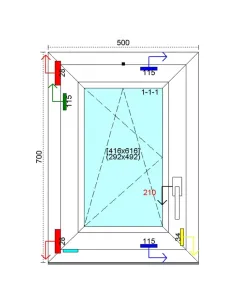 Okno PCV 50x70 cm Rozwierno-Uchylne Trzyszybowe Kömmerling 88 MD 2