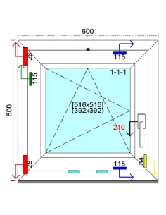 Okno PCV 60x60 cm Rozwierno-Uchylne Trzyszybowe Kömmerling 88 MD 2