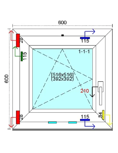 Okno PCV 60x60 cm Rozwierno-Uchylne Trzyszybowe Kömmerling 88 MD