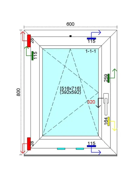 Okno PCV 60x80 cm Rozwierno-Uchylne Trzyszybowe Kömmerling 88 MD