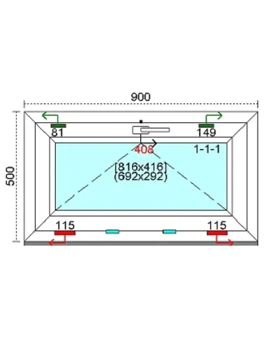 Okno PCV 90x50 cm Uchylne Trzyszybowe Kömmerling 88 MD
