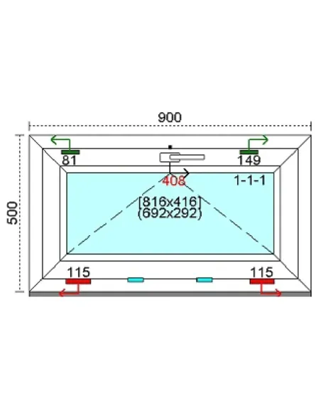 Okno PCV 90x50 cm Uchylne Trzyszybowe Kömmerling 88 MD